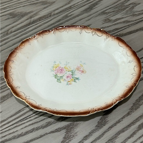 Antique Victorian Floral Oblong Porcelain Platter Stamped “Small Meat Platter 7” - Picture 1 of 7